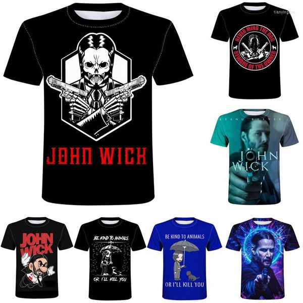 Magliette da uomo Estate John Wick Capitolo 3 T-Shirt Stampa 3D / Film da donna Manica corta Street Harajuku Top