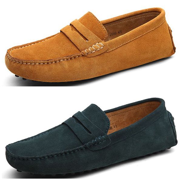 Sapatos versáteis de couro genuíno Bean caqui branco para o verão masculino Novos sapatos casuais coreanos de couro, sapatos respiráveis e preguiçosos, siga a tendência dos sapatos masculinos