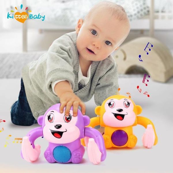 LED Light Sticks Electric Baby Toys Tumbling Rolling Monkey Music Puzzle Controllo vocale Cartoon Kids Early Educational Infant Gift 230605