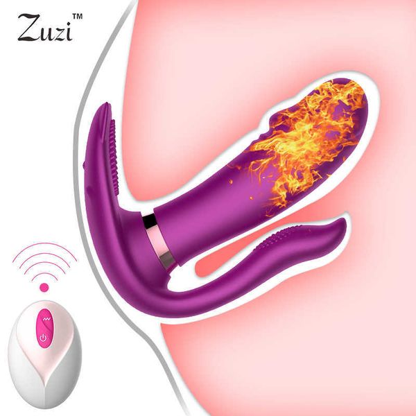 Seks oyuncak masajı giyilebilir ısıtma yapay penisli vibratör uzaktan kumanda klitoris g-spot ve anüs üçlü dişi şarj edilebilir