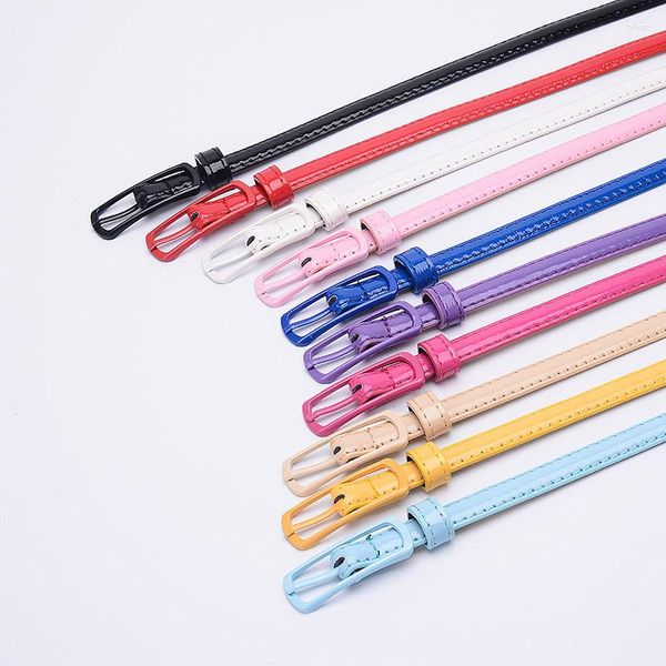 Cinture per bambini Colore caramella 1,2 cm Cinturini in PU ultrasottili Accessori per abbigliamento da ragazza casual solidi semplici