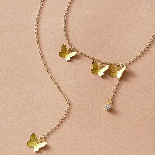 Подвесные ожерелья изысканный золотой цвет бабочки колье элегантные женские свадебные клавику