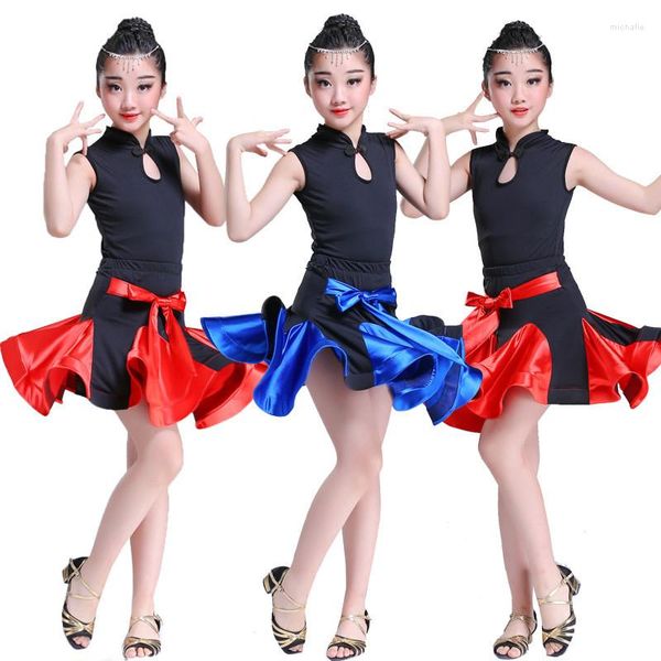 Bühnenbekleidung Latin Dance Kids Kostümwettbewerbskleid für Tanzsalsa/Ballsaal/Tango/Cha Erwachsene Baby Mädchen Performance Kleider