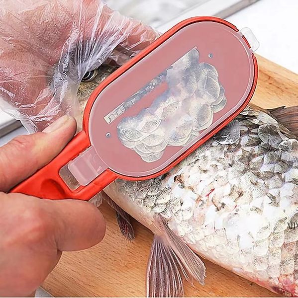 Praktische Fisch Skala Entferner Scaler Schaber Reiniger Küche Werkzeug Schäler Meeresfrüchte Angeln Haut Messer Werkzeuge Küche Gadgets QH32