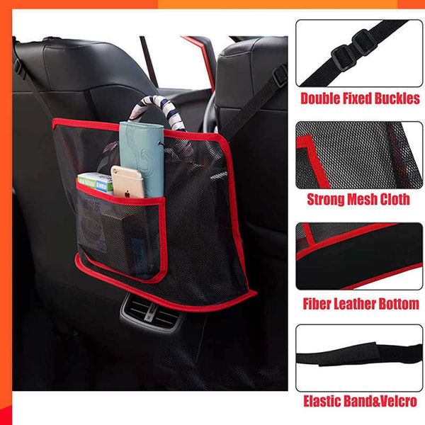 Novo porta-bolsas de rede para carro, organizador de malha para carro entre os assentos, porta-bolsa, armazenamento no banco dianteiro, para animais de estimação, barreira de rede para crianças