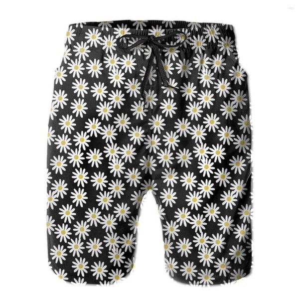 Shorts Masculino Calção de Banho Masculino Margaridas Flores Secagem Rápida Calção de Praia Calção de Banho Fatos de Banho Com Bolsos