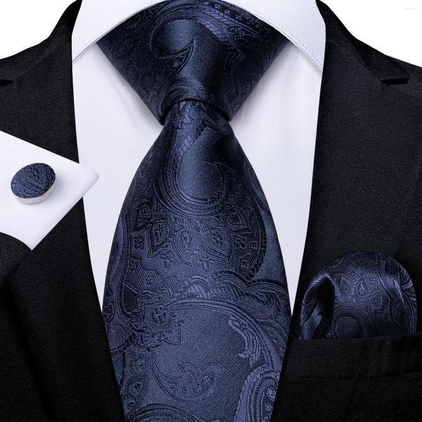 Laços Azul Paisley Casamento Formal Seda Para Homens Acessórios Negócios 8cm Gravata Pescoço Lenço Abotoaduras Atacado Gravata