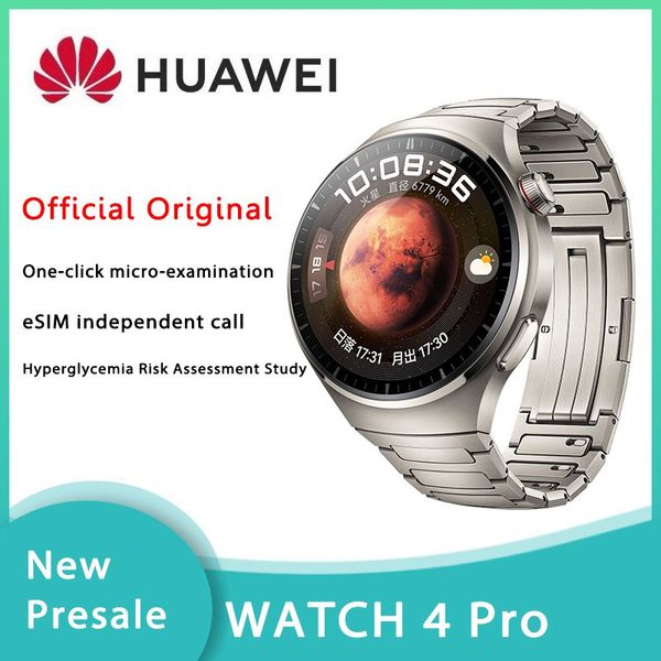 Original Huawei Watch 4 Pro Sports Smart Watch ESIM Independent Call Hyperglicemia One Click Micro Verifique Avaliação de risco