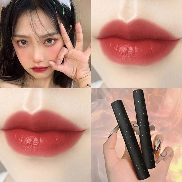 Lipgloss Schwarz/Silber Tube Sweet Style Matte Mud Antihaft Cup Stick Kosmetik Geschenk zum Geburtstag