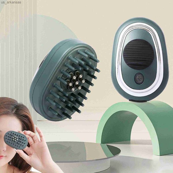 Massageador Elétrico de Cabeça para Couro Cabeludo Portátil Compacto Óleo Essencial de Relaxamento Fluido Capilar Pente de Massagem de Relaxamento para Viagem L230523