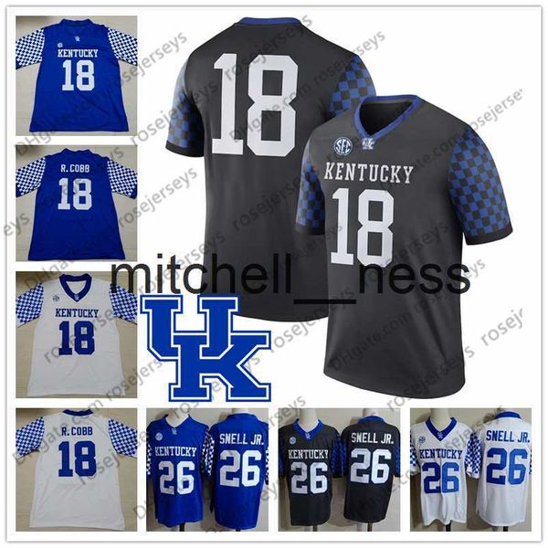 MIT8 NCAA Kentucky Wildcats #18 Randall Cobb 66 George Blanda 57 Dermontti Dawson 88 Jeff Van Not 97 Sanat hala mavi emekli futbol forması