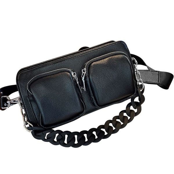 Bolsa de ombro de couro pequena bolsa quadrada bolsa de corrente de couro da moda bolsa de axila bolsa padrão quadriculada HBP 251306