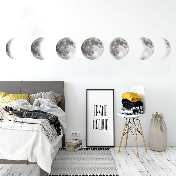 Creative Moon Phase 3D Wall Sticker Home Living Room Decorazione della parete Murale Art Decalcomanie Bambini Camera da letto Sfondo Decor Moon Sticker