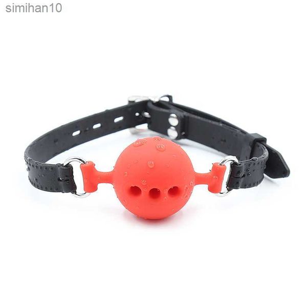 Секс открытый рот кляп шарик все силиконовые черные ремешки бдсм с открытыми отверстиями рабские рабские ограничения половые игрушки для женщин пары L230518