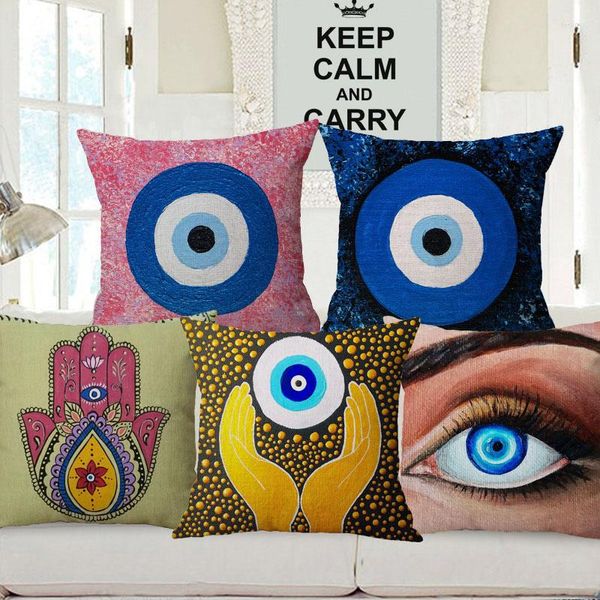 Подушка турецкие злые глаза покрывают хэмсу рук средиземноморский декоративный корпус для дивана 45x45см