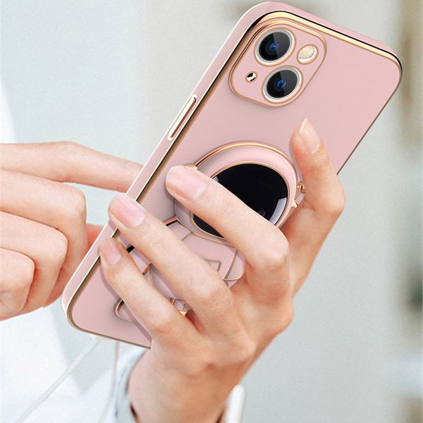 Estojo para telefone astronauta 3D suporte dobrável capa TPU macia para iPhone 14 13 12 11 Pro Max Mobile Plating Estojo à prova de choque