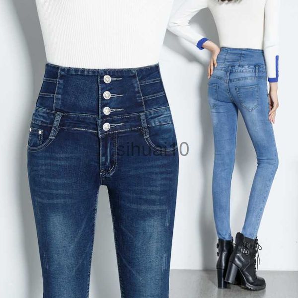 Jeans da donna Jeans skinny da donna Vita alta Moda Slim Denim Pantaloni lunghi a matita Jeans donna Camisa Feminina Lady Pantaloni grassi Abbigliamento 34 36 J230605