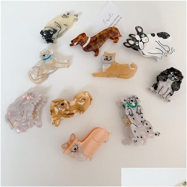 Acessórios para o cabelo Coreia Único Animal Acetato Hairpin Francês Corgg Animais fofos Geometric Grasp Clip Garra 15 Estilos Drop Delivery Bab Dhonu