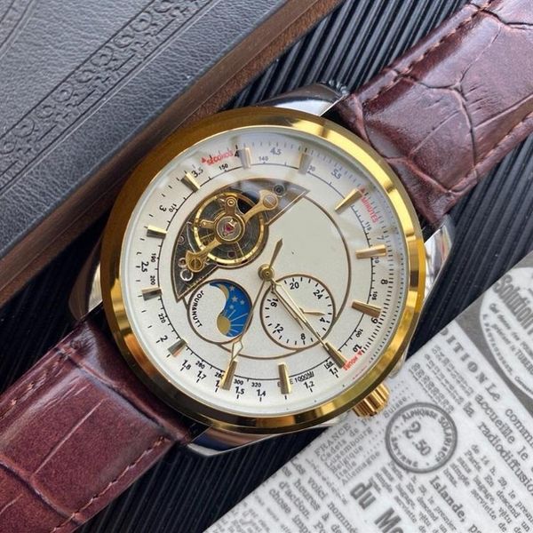 nuovo Top Famous Brand Watch Men Automatico di alta qualità Cinturino in pelle Orologio da uomo Orologio meccanico di Lusso Orologio da polso241Z