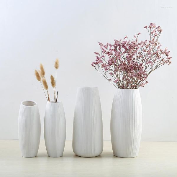 Vasi Stile nordico Vaso Artigianato Composizione di fiori secchi Creatività artistica Decorazione domestica Ceramica fresca bianca Squisito