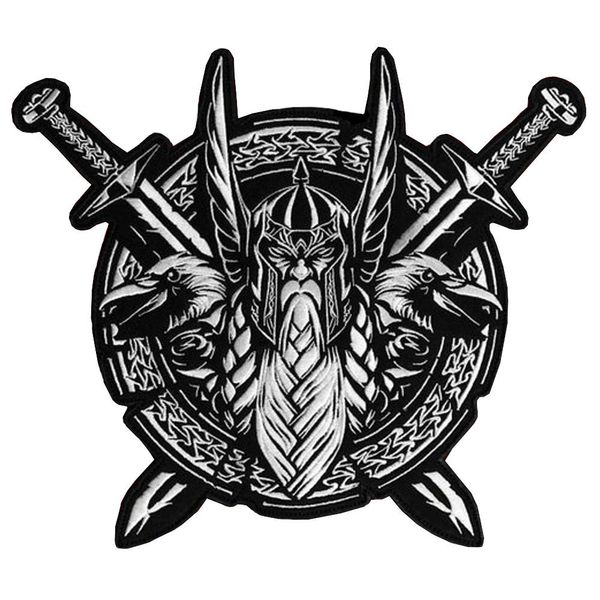 Accessori MC Viking Odin's Shield Back Size Ironia ricamata su patch di Guerra Milita