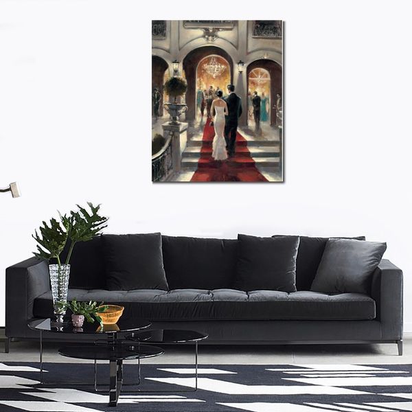 Handmade Scenic Landscape Canvas Art Gala Opening Brent Heighton Painting French Street Artwork Modern Office Loft Decor