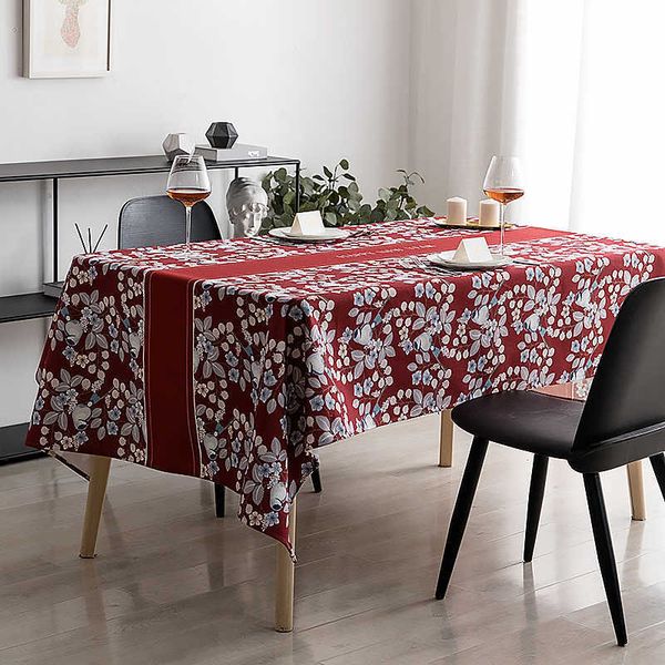 Pano de mesa vermelho festivo casamento decorativo à prova ddustágua tapete de mesa de natal à prova de poeira retangular mesa de café r230605