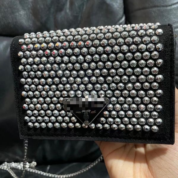 Bolsa Mensageiro Simples Mini All-Match Diamond Rhinestone Joker Chain Messenger Bag Pacote de Batom Primavera e Verão Novo