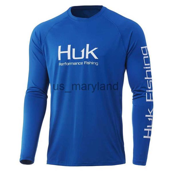 Outdoor-Shirts HUK Angelbekleidung Sonnenschutz Herren Angelbekleidung Langarm Atmungsaktiv Sommer 50+ UPF Leistungshemden Camisa De Pesca J230605