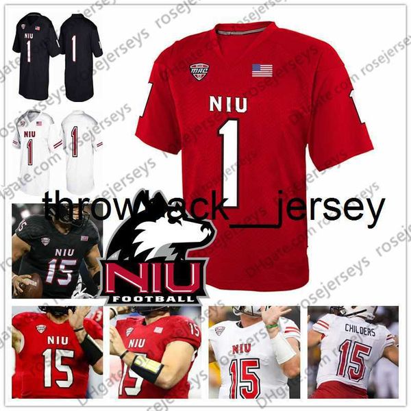 thr NIU Northern Illinois Huskies # 14 Spencer Tears 16 JD Harris 21 Marcus Jones 22 Tre Harbison 44 Corey Lersch Red White Black Jersey