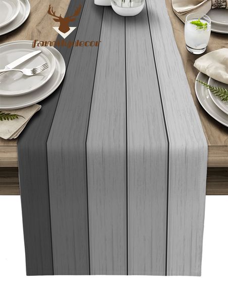 Runner da tavolo Venatura del legno Grigio sfumato Runner da tavolo Home Wedding Table Flag Mat Centrotavola da tavola Decorazione Party Dining Tovaglia lunga 230605