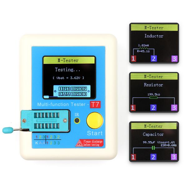 LCR-T7 Novo testador de transistor TFT Diodo Triode Capacitância Medidor LCR ESR medidor NPN PNP MOSFET IR Multifuncional testador multímetro