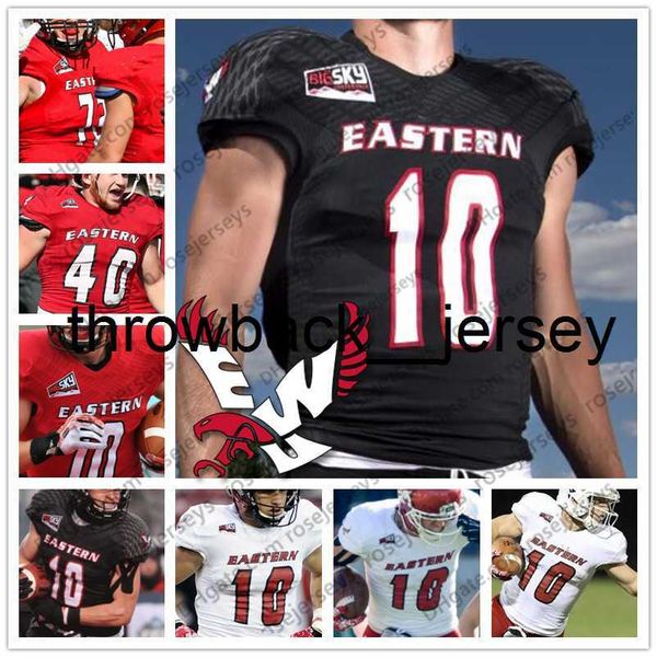 thr Custom Eastern Washington Eagles College Football Nero Rosso Bianco 10 Cooper Kupp Uomo Youth Kid Donna NCAA EWU Jersey 4XL