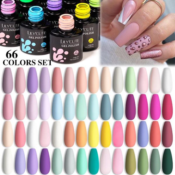 Комплекты Lylycute 7ml Gel лак для ногтей набор красочный блеск красный обнаженный цвет Полу постоянного искусства ногтей УФ/светодиодный лак все для Manicure Kit
