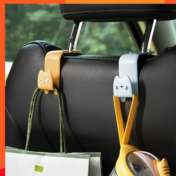 Neue 1 paar Kreative Cartoon Auto Sitz Kleiderbügel Haken Auto Zubehör Halter Haken Maske Halter platzsparende Auto Organizer Stand taschen Halter