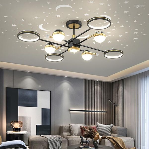 Lustres led nórdico luxo estrela projeção lustre iluminação para sala de jantar quarto apartamento criativo casa lâmpadas decorativas