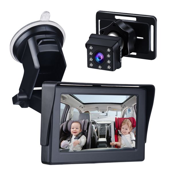 Carrinho de bebê peças acessórios acessórios espelho de carro de bebê 1080p câmera de carro de bebê visão noturna segurança assento de carro espelhos monitorados com ampla visão cristalina 230605