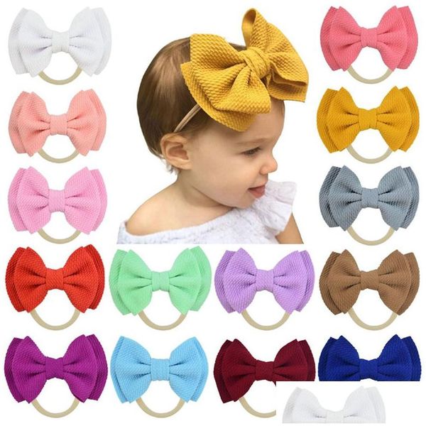 Haarschmuck 20 Farben Baby Kleinkind Mädchen Netter großer Bogen Stirnband Geboren Solide Kopfbedeckung Kopfschmuck Nylon Gummiband Geschenke Requisiten Drop D DHPBV