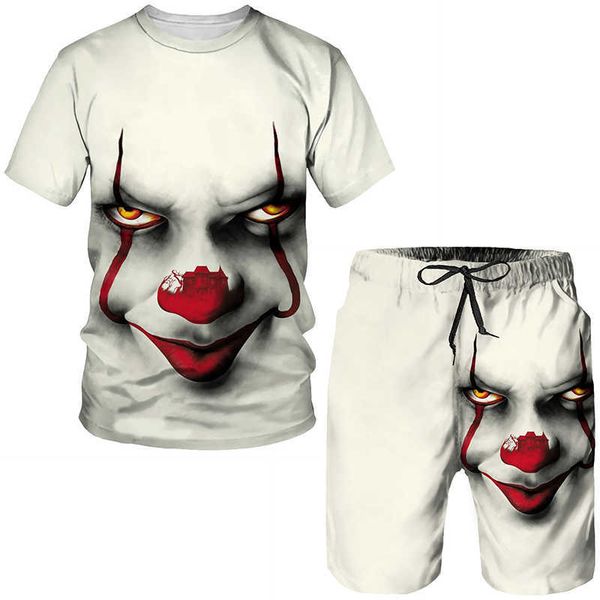 Тревожные костюмы интересные 3D Joker Print Fot Fot/Shorts/Set Fashion Men's Halloween Ролевая игра персонализированная Hippie Street Set P230605