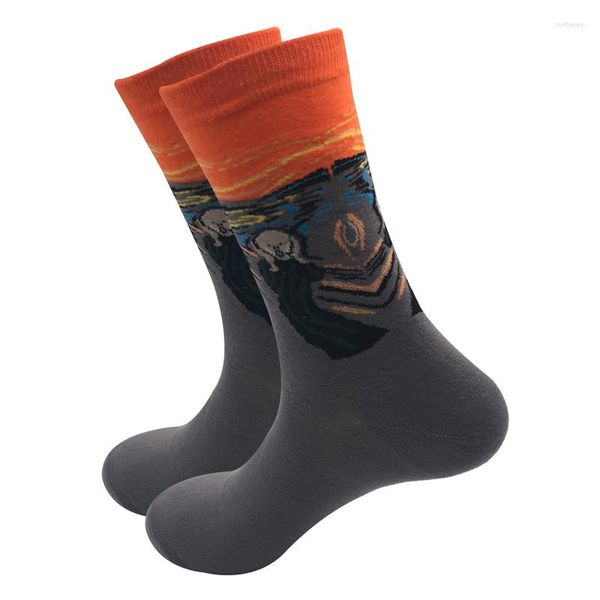 Erkek Socks 2023 Son Moda Sıradan Erkek Boyutu Avrupa 38-47 Pamuklu Eğlence Sanat Soyut Resim Serisi Hediye Kutusu Yok