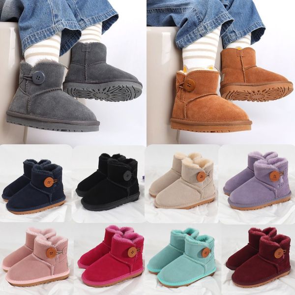 Stivaletti per bambini firmati Australia Stivaletti invernali per bambini Stivaletti invernali per ragazze australiani classici stivali da neve bassi in pelliccia corta marrone castano rosa ragazzo ragazza scarpe