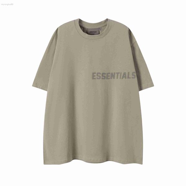 camisa essentail Year New Fog Gear God Flocked Letter Print Neck T-shirt manga curta 93BV