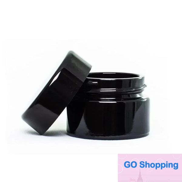 Top Black Glass Jar Bottle 5ml 10ml 15ml 20ml 30ml 50ml con coperchio a vite classico Contenitore per concentrato di vasetti Dab vuoti