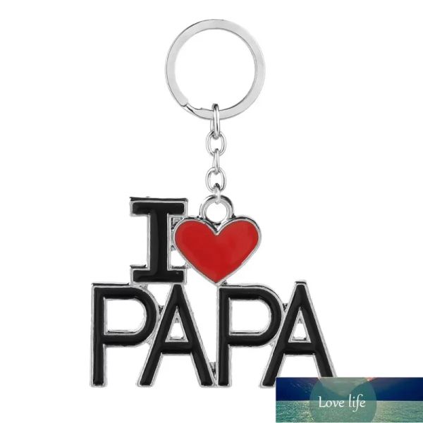 Portachiavi con lettera inglese classica I Love Papa Mama Mom Dad Portachiavi in metallo Portachiavi per famiglia per papà Festa della mamma Regalo Bomboniera