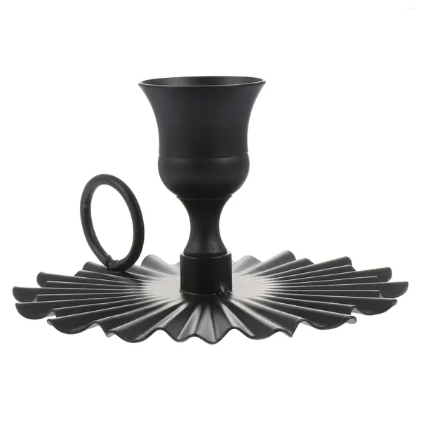 Castiçais Preto Decoração de Casamento Titular em Forma de Leque Castiçal Candelabro 10X10CM Recipiente de Ferro Requintado Criativo