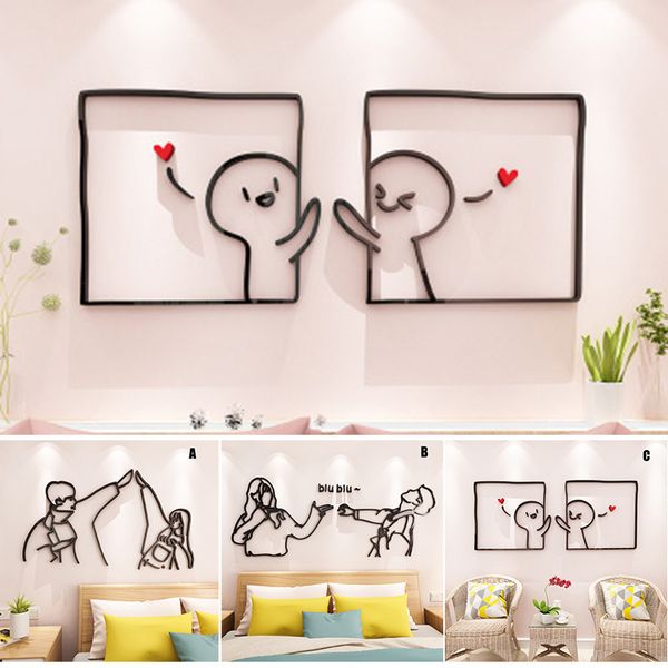 DIY Акрил 3D Art Wall Sticker для спальни домашний декор самостоятельно умываемый творческий рождественский рождественский свадебный украшение наклейки горячие