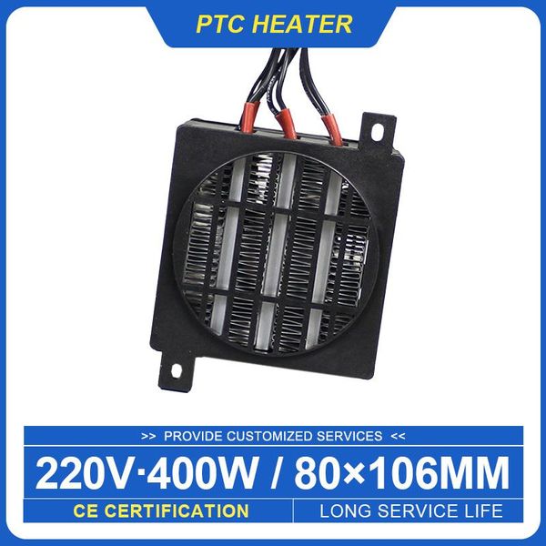 Fãs do aquecedor de termostato fã de incubador de incubador e elemento de aquecimento do ventilador aquecedor de cerâmica 220V 400W com ventilador 106*80mm