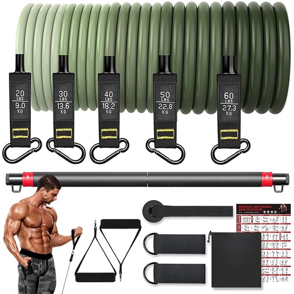 Fasce di resistenza Set di fasce di resistenza Fasce per allenamento Fascia per esercizi Fitness a 5 tubi con maniglie di ancoraggio per porte Gambe Cinturini per caviglie e bastone fitness 230605