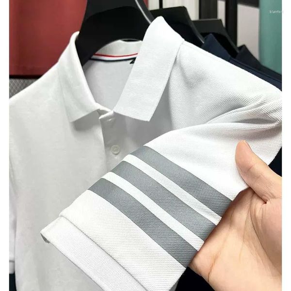 Herrenpolo DYXUE High-End-Baumwolle Sommerrevers Herrenmanschettenstreifen Mode Cooles Business-Poloshirt Lässige Marke Kurzarm M-4XL