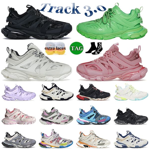 2023 Brand Casual Shoes Designer Mens Women Luxury Track 3 3.0 Famous Tênis Vintage Plate-forme Coach Runners Tess.s. Tênis de couro Gomma branco preto cinza tamanho 45